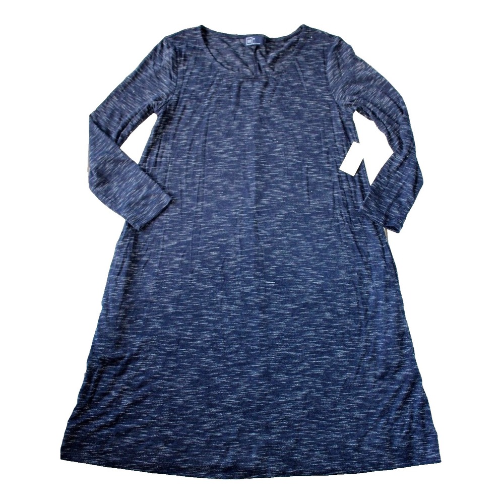 New GAP T Shirt Dress Womens XS 0 2 Swing Tunic Blue Heather 3/4 Length Sleeve